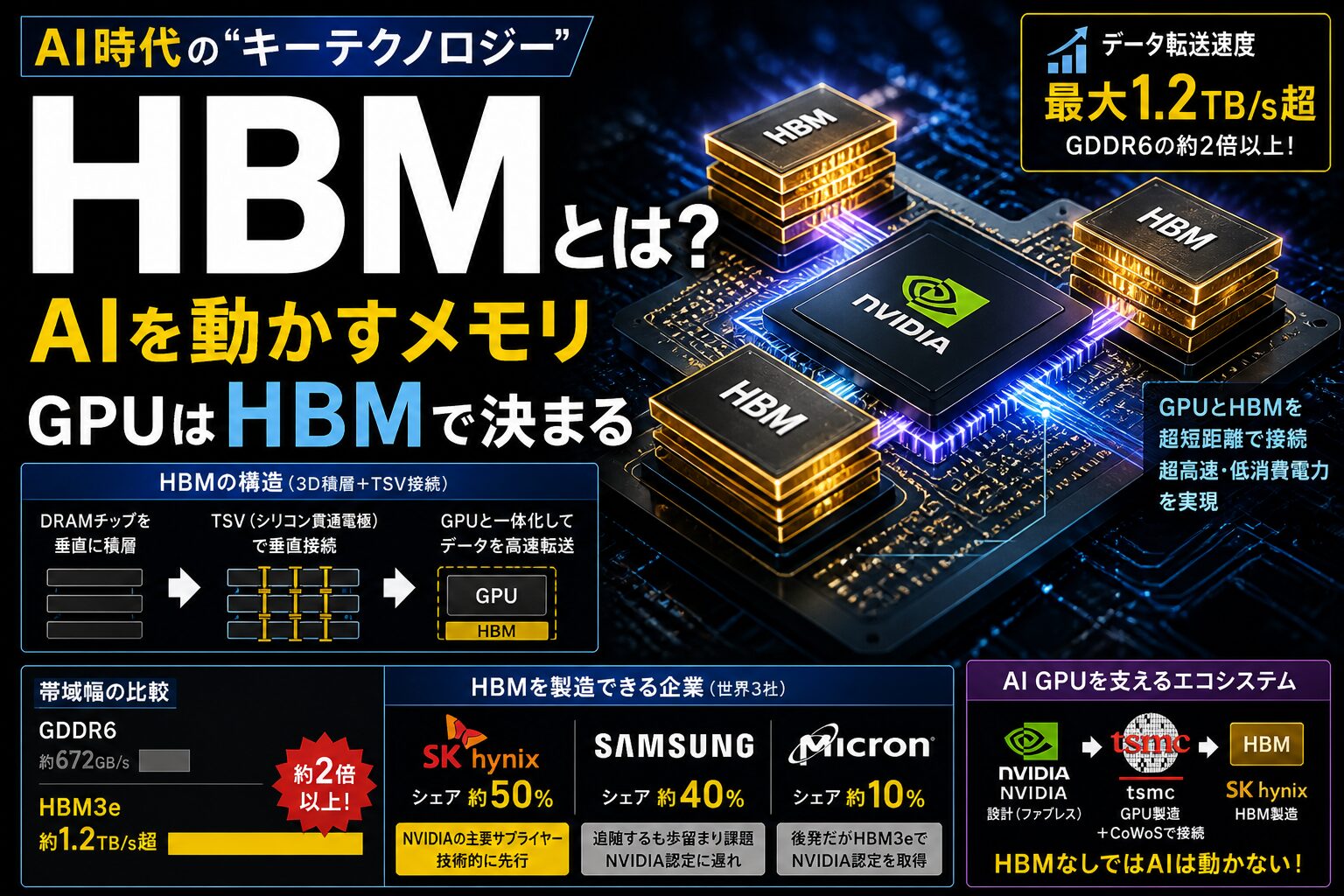 HBMとは｜AI半導体を支える高帯域幅メモリの構造と市場を読む